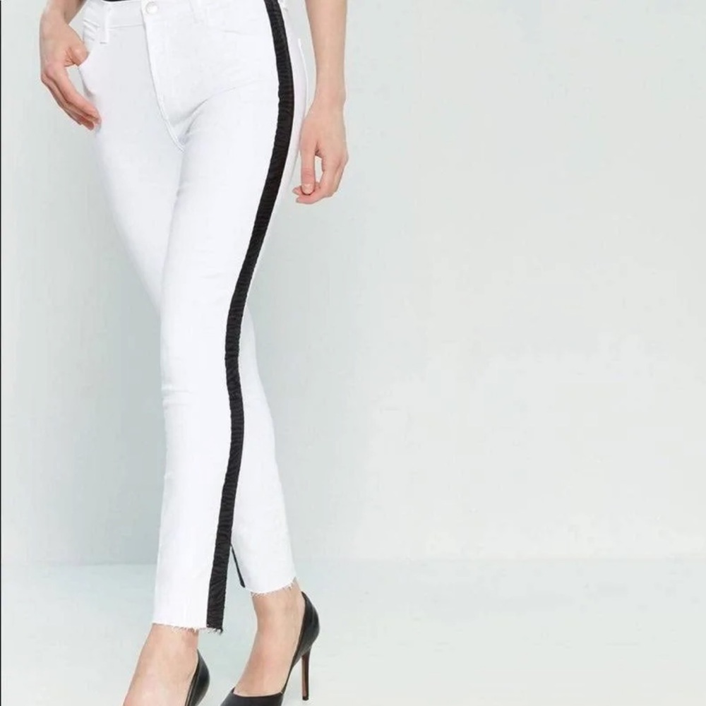 J Brand White Alana Jeans With Zebra Border NWOT